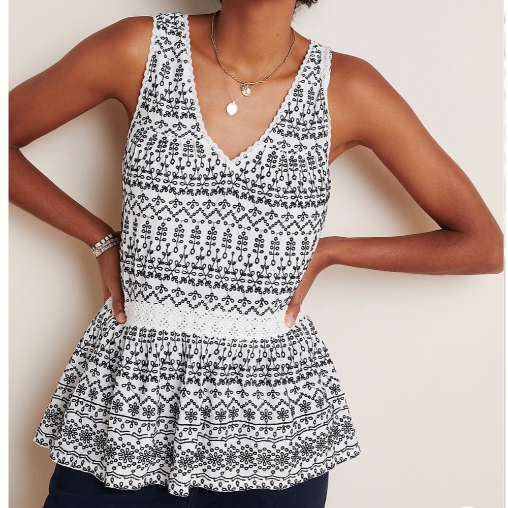 Anthropologie Cammie embroidered peplum top M NWT